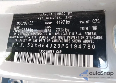 2023 Kia K5 Gt-Line из США, поврежденный, VIN 5XXG64J23PG194780